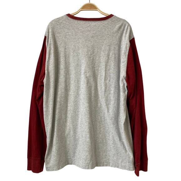 American Eagle Y2K Colorblock Henley Long Sleeve Tee Tshirt Men XL Gray Baseball - Picture 2 of 9